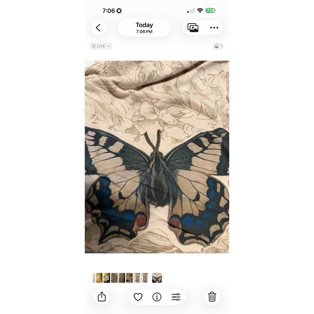 Faded Gypsy Butterfly Floral Print T-Shirt Dress Womens OS Cream Boho Midi New - Picture 4 of 6
